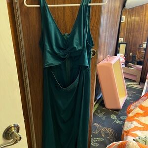 Kittenish tie front Teal Dress